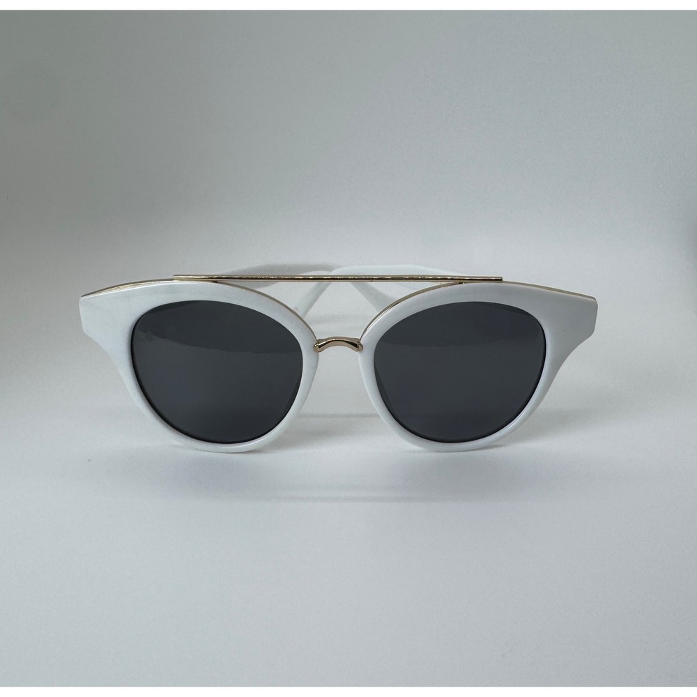 White Cat Eye Sunglasses with Gold Double Bridge UV Protection Retro Shades